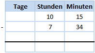 Zeitspannen Beispiel 2 Schritt 1