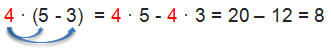 Distributivgesetz - Beispiel Subtraktion