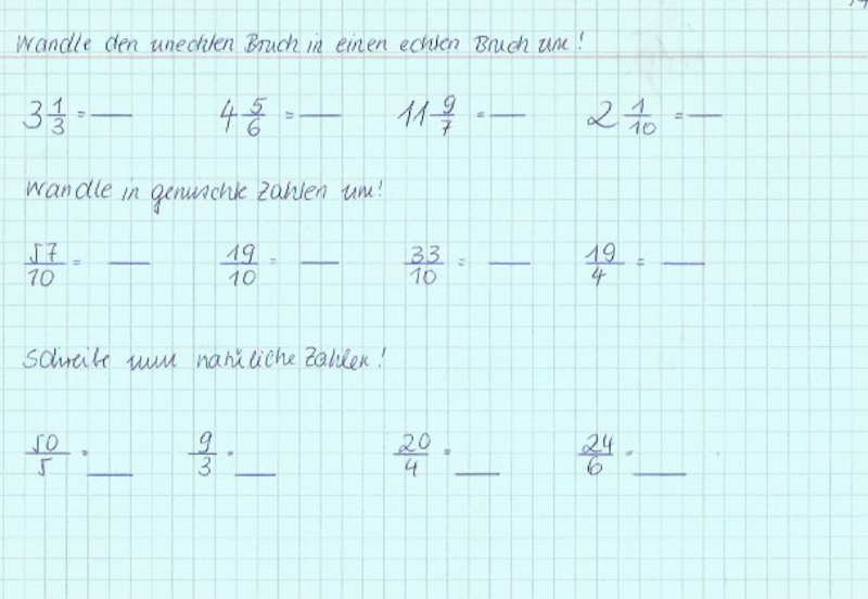 gemischte Zahlen 3 - Übungen