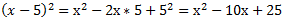 Zweite binomische Formel Beispiel 1: Rechnung 1