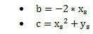  b=-2*x_s c=〖x_s〗^2+y_s