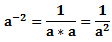 a^(-2)=1/(a*a)=1/a^2 
