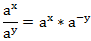 a^x/a^y =a^x*a^(-y)