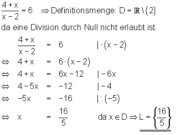 Bruchgleichungen Beispiel